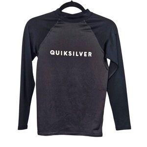 Quiksilver Boy’s Rashguard Surf Top Swim Top Size Large 14 Black Gray